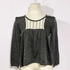 SM2 サマンサモスモス ウール混 切替レース ニット プルオーバー グレー