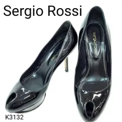 セルジオロッシ　美品　オープントゥ　エナメル　厚底　プラットフォーム　イタリア製