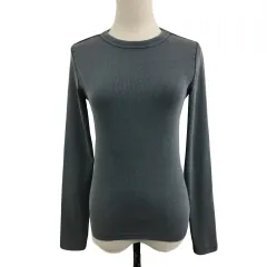 ザラ ZARA カットソー Tシャツ プルオーバー クルーネック 無地 リブ 長袖 USA M グレー