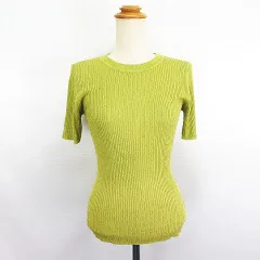 フリークスストア FREAKS STORE サマーニット セーター 半袖 丸首 リブ ラメ F イエローグリーン ※EKM