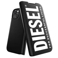 【在庫処分】ロゴ デザイン ブランド 黒 おしゃれ （ディーゼル iPhone 手帳型 15 iPhone15ケース 手帳型ケース DIESEL ブラック/ホワイト）