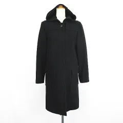 エムケー ミッシェルクラン MK MICHEL KLEIN コート アウター 長袖 フーディ ロング丈 比翼 メルトン ウール 38 ブラック ※EKM