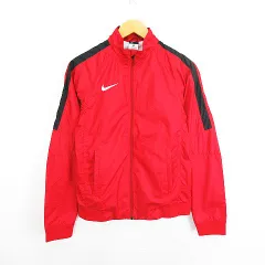 ナイキ NIKE ジャンパー ブルゾン ウィンドブレーカー 長袖 ジップアップ ロゴ 裏メッシュ XS レッド×ブラック スポーツウェア ※EKM
