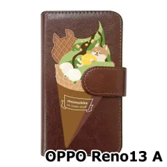 【新品未使用】 OPPO Reno13 A スマホケース 手帳型 (色：ブラウン×柄：柴犬アイス) moimoikka モイモイッカ 犬 動物 アニマル flip2-reno13a-br-20116