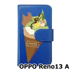 【新品未使用】 OPPO Reno13 A スマホケース 手帳型 (色：ダークブルー×柄：柴犬アイス) moimoikka モイモイッカ 犬 動物 アニマル flip2-reno13a-dbl-20116
