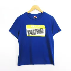 プーマ PUMA Tシャツ カットソー 半袖 クルーネック ロゴ ストレッチ M ブルー スポーツウェア ※EKM