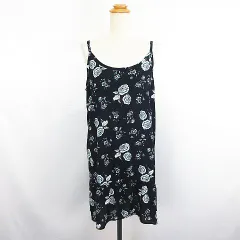 サンカンシオン 3can4on キャミワンピース チュニック ひざ丈 花柄 3 ネイビー ※EKM