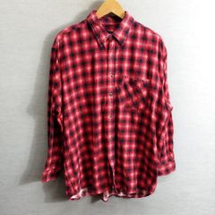PURITAN ピューリタン ネルシャツ 長袖 オンブレ チェック 総柄 コットン 90s 古着 ヴィンテージ レッド系 L A681