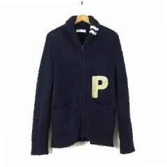 ジェラートピケオム GELATO PIQUE HOMME ルームウエア ボア フリース ジャケット カーディガン ロゴ 刺繍 もこもこ ジップアップ M 紺 ネイビー ベージュ 国内正規品 PMNT144900