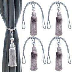 NOELAMOUR カーテン タッセル カーテンロープ カーテン 留め 飾り オシャレ 留め具 4本セット (シルバーグレイ) [シルバーグレイ]