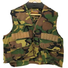 ユーズドフルギ USED古着 80s CALIBER 迷彩 ウッドランドカモ ハンティング ベスト メンズ import：M 