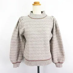 アズノウアズ as know as plus ニット セーター 長袖 モックネック 総柄 F グレージュ ※EKM