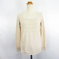 ナチュラルビューティーベーシック NATURAL BEAUTY BASIC ニット カットソー 長袖 スクエアネック ウール混 ストレッチ M ベージュ ※EKM