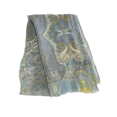 ETRO(エトロ) スカーフ美品  - ライトブルー×白×マルチ シースルー/ペイズリー柄