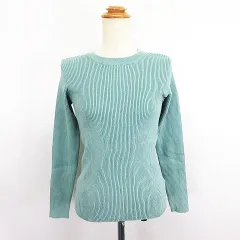 アースミュージック&エコロジー EARTH MUSIC & ECOLOGY ニット セーター 長袖 クルーネック リブ M ライトグリーン ※EKM