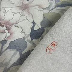 付下げ 作家物 上品な花柄 紋無し 縮緬 正絹 着物 MK-3422