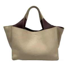 TOD'S(トッズ) トートバッグ Tタイムレス グレーベージュ×ボルドー レザー