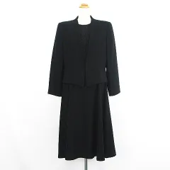 ソワールベニール SOIR BENIR セットアップ ワンピーススーツ ジャケット 長袖 ノーカラー ワンピース 半袖 ロング丈 レース ブラックフォーマル 11AR ブラック ※EKM