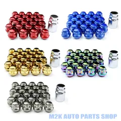 カラー ショートナット ロックナットセット 計 24個 P1.5 P1.25 19HEX 全5色 スチール 汎用 軽自動車用 ナット20個 ロック4個