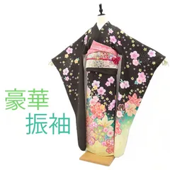 【中古】 振袖 袷 着物 銀通し 正絹 絹 金駒刺繍 ぼかし染 濃黒グレー ぼかし 桜 梅 鹿の子 成人式 二十歳 結婚式 結納など リサイクル 購入 販売 中古 仕立て上がり 身丈173 裄73.5 ＴＬサイズ トールサイズ みやがわ sb10836