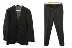 バーバリーブラックレーベル BURBERRY BLACK LABEL ストライプ セットアップ 2B シングル スーツ 38R ブラック ジャケット スラックス ボトムス 上下セット