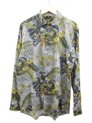 エトロ ETRO 総柄 長袖シャツ 43 ブルー系 プリント トップス