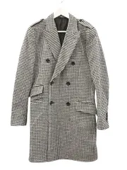 ドルチェ&ガッバーナ ドルガバ DOLCE&GABBANA ダブル コート 千鳥格子柄 46 白 黒 ホワイト ブラック アウター