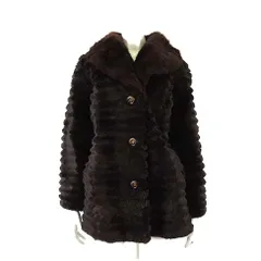 ミンク 毛皮 コート シェアードミンク ショールカラー XL 13 ダークブラウン 黒茶色 リアルファー MINK ゆったり 大きいサイズ