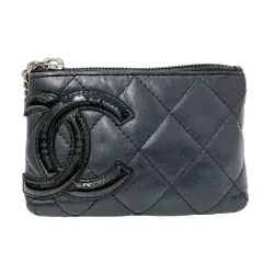 シャネル CHANEL 財布 レディース メンズ ブランド コインケース  ココマーク ラムスキン カンボン ブラック シルバー金具 ミニ財布 小さめ コンパクト キーリング無し 【中古】