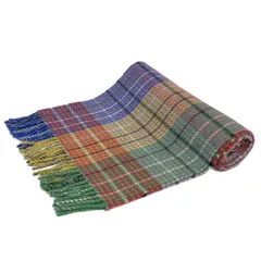 Joshua Ellis(ジョシュアエリス) マフラー美品  - グレー×ピンク×マルチ チェック柄 カシミヤ