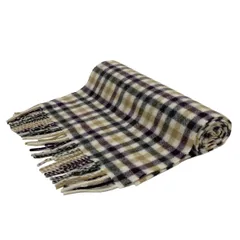 Joshua Ellis(ジョシュアエリス) マフラー - アイボリー×ダークパープル×マルチ チェック柄 カシミヤ