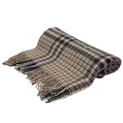 Joshua Ellis(ジョシュアエリス) ストール(ショール)美品  - アイボリー×ダークパープル×マルチ チェック柄 カシミヤ