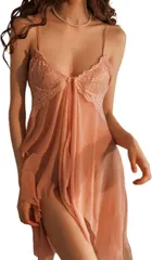 Tengcong ランジェリー セクシー下着 ネグリジェ ベビードール レース柄 透ける コスプレ cosplay 仮装 レディース 寝巻き サイド結び ショーツ付 (ピンク,  M)