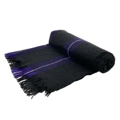 Joshua Ellis(ジョシュアエリス) ストール(ショール) - 黒×パープル×白 ストライプ カシミヤ
