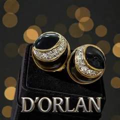 D’ORLAN イヤリング ラインストーン クリップ式 ゴールド ブラック レディースファッション　アクセサリー　イヤリング　ヴィンテージ
