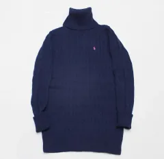 ラルフローレン レディース M 95 ケーブル編み タートルネック ニット とても良し/R03