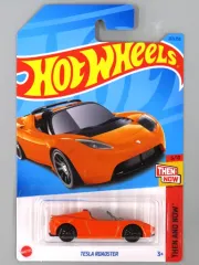 【中古】ミニカー 1/64 TESLA ROADSTER(オレンジ×ブラック) 「Hot Wheels THEN AND NOW」 [HKJ44]
