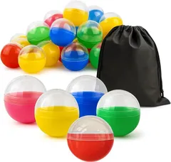 エイタイル カプセル 巾着袋付き 小型カプセルボール おもちゃ 景品 イベント くじ引き 用 カラフル 透明 プラスチック製 (ハーフ一般カラー100個,  32mm)