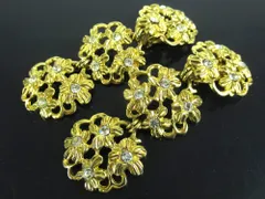 Yves Saint Laurent. YSL イヴサンローラン ビンテージ ヴィンテージ イヤリング ゴールドカラー 金色 ラインストーン 花模様 フローラル  rk9324
