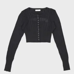 BN'from ビーエンフロム クロップド スリット カーディガン ケーブル編み カーディガン ケーブル カーディガン