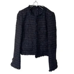 【美品】ANAYI ファンシーツイード ノーカラージャケット 36【ZK78】