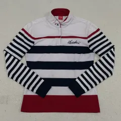 S JDX レディース ストライプ ハーフジップ ゴルフ Tシャツ 0122-1