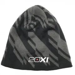 【美品】ナイキ ニット帽 グレー×黒 総柄 ロゴ刺しゅう 裏起毛  ONE SIZE   ゴルフウェア NIKE