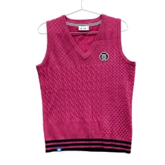 サイズ：M ADIDAS GOLF アディダスゴルフ U31457 ウール混 Vネック ニットベスト 総柄 ピンク系 [240101596556] ゴルフウェア レディース ストスト