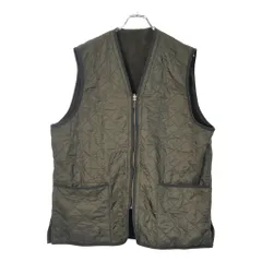 Barbour バブアー POLARQUILT WAISTCOAT/ZIP IN ポーラーキルト・ウエストコート キルティングベスト オリーブ(メンズ XL)中古 古着 X2740