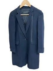  BASILE28  バジーレベンドット　ストライプ　テーラードジャケット　ロングコート　ネイビー　レディース　サイズ40【ZK87】