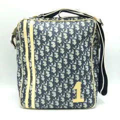 【中古】▲色褪せ 劣化あり Christian Dior トロッター柄ショルダーバッグ ネイビー　クリスチャンディオール[17]