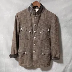M16 エムシックスティーン 90's archive 四者混 ジャガード レザー切替 メタルボタン ミリタリー ジャケット size.2 (M) ブラウン 村松周作のサムネイル