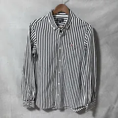 PEARLY GATES パーリーゲイツ コットン 鹿の子 ワンポイント ストライプ ボタン シャツ size.5 (メンズM) ホワイトブラック ゴルフウェア