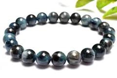 【１点物】南アフリカ産◇金属シラー ブラックアクアマリン　8mm　ブレスレット パワーストーン 天然石 _MC4172